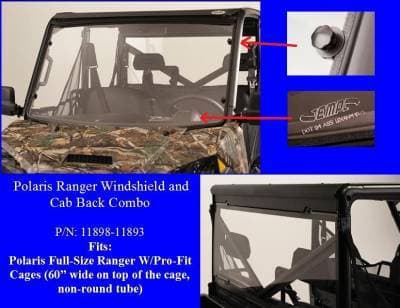 Polaris Ranger Windshield & Cab Back Combo (Full Size Rangers with 60" wide Pro-Fit Cage)