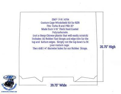 RZR Custom Cage Windshield Kit for PRO-XP and Turbo R (Hard Coated Polycarbonate)
